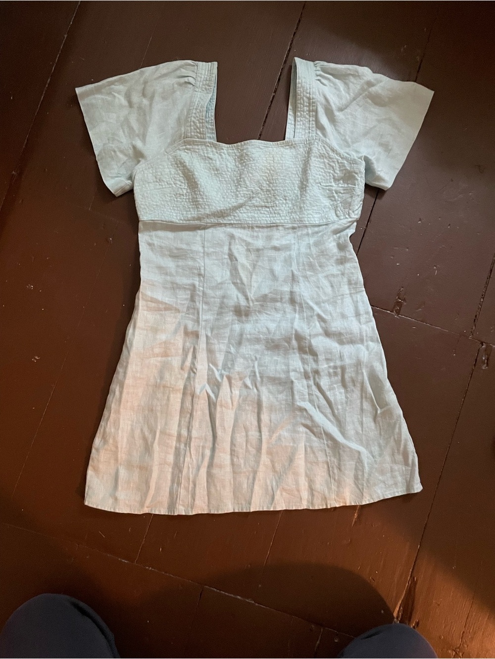 Baby Blue Short Sleeve Square Neck Mini Dress